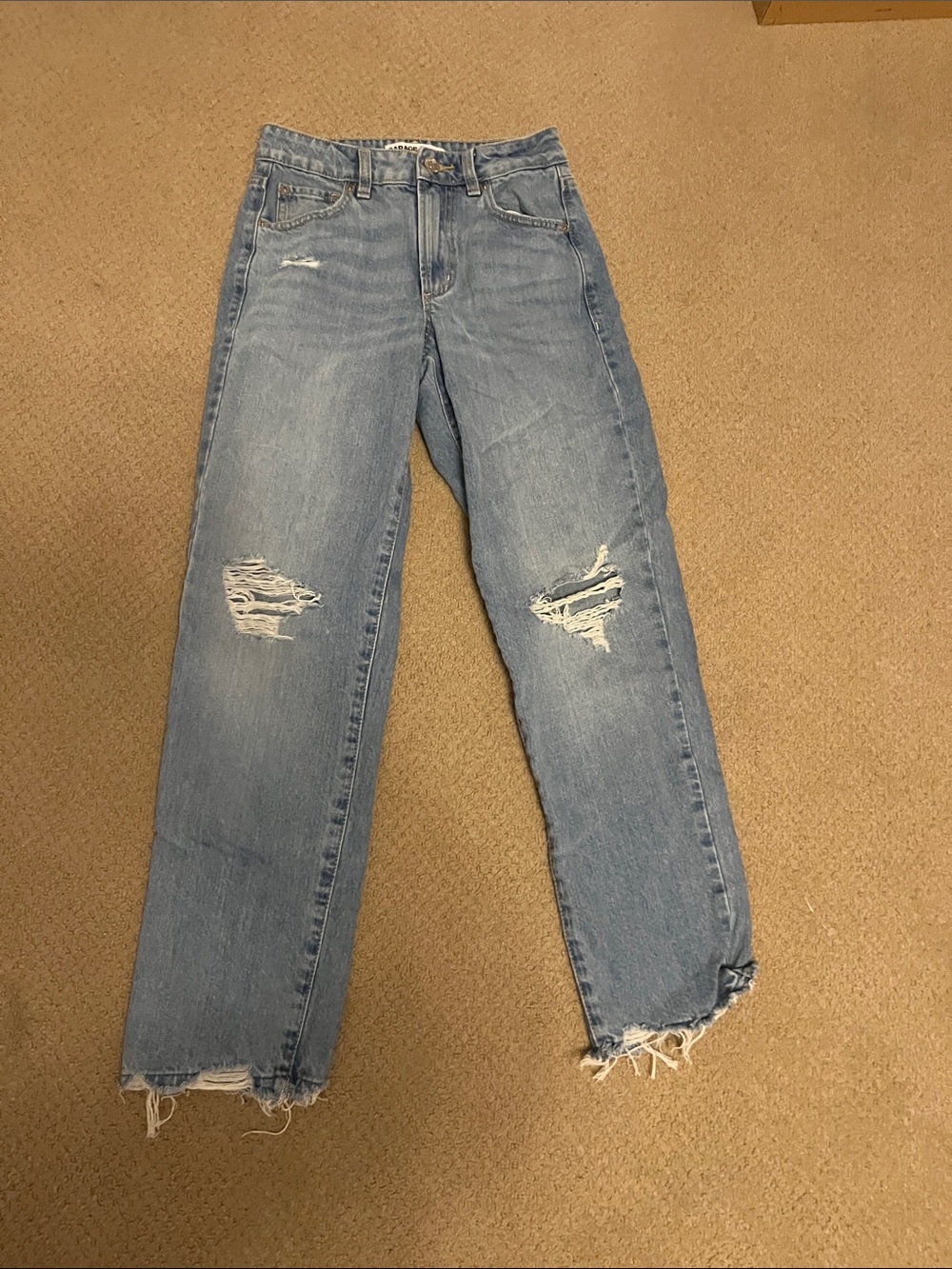 Garage Light Blue Distressed Straight-Leg Jeans Good Condition size 00